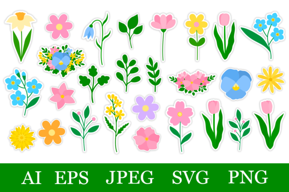 Download Spring Flowers Stickers Printable PNG - Printable Collection