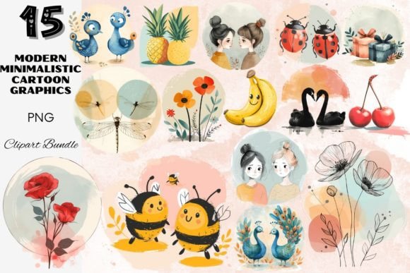 Download Modern Minimalistic Cartoon Graphics Set - Premium Resources