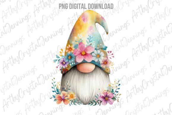 Download Cute Watercolor Floral Spring Gnome PNG - Spring gnome png Collection