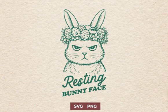 Download Resting Bunny Face SVG, Funny Easter PNG - Premium Bundle