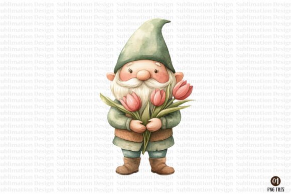 Download Watercolor Whimsical Spring Gnome PNG - Spring gnome png Collection