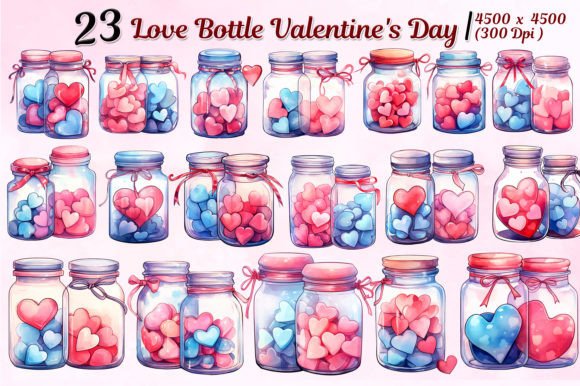 Download Love Bottle Valentine's Day Graphics Set - Premium Bundle